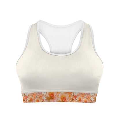 Floral Embosses (03-01): Apricot Bloom Essential | Sports Bra