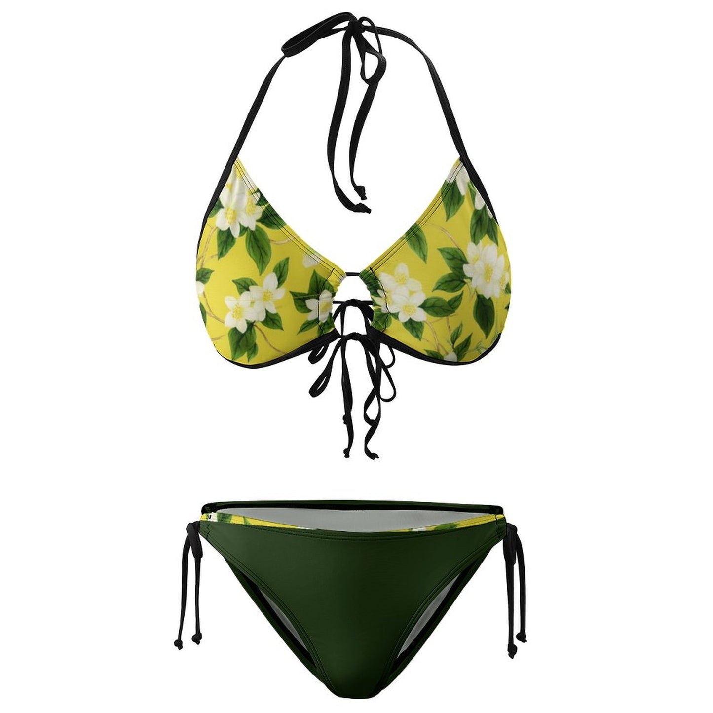 TRP Floral Prints (10): Graceful Jasmine Vine (01–01) | Plus-Size Halter-Neck Lace-Up Bikini
