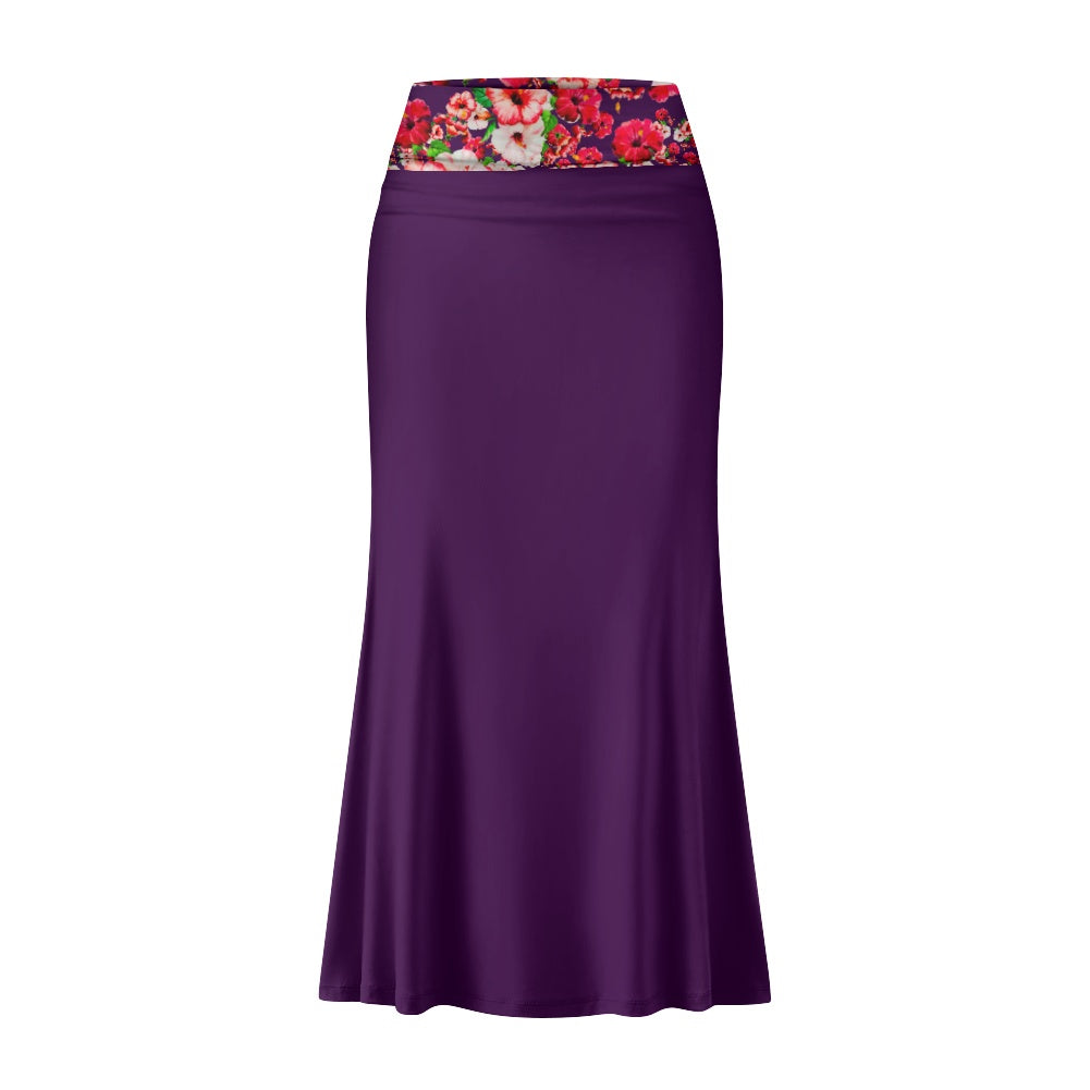 TRP Floral Prints (03): Hibiscus Flowers (01-01) "Argaman Vines" | Mermaid Skirt
