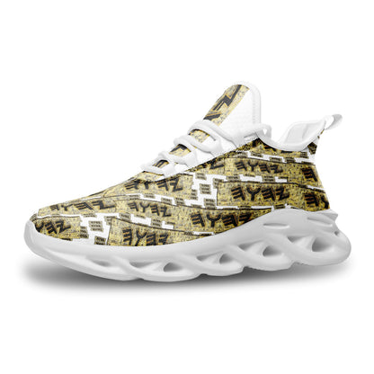 TETRA TILING (01) | Unisex Mesh Knit Flex Sneakers | White/Black