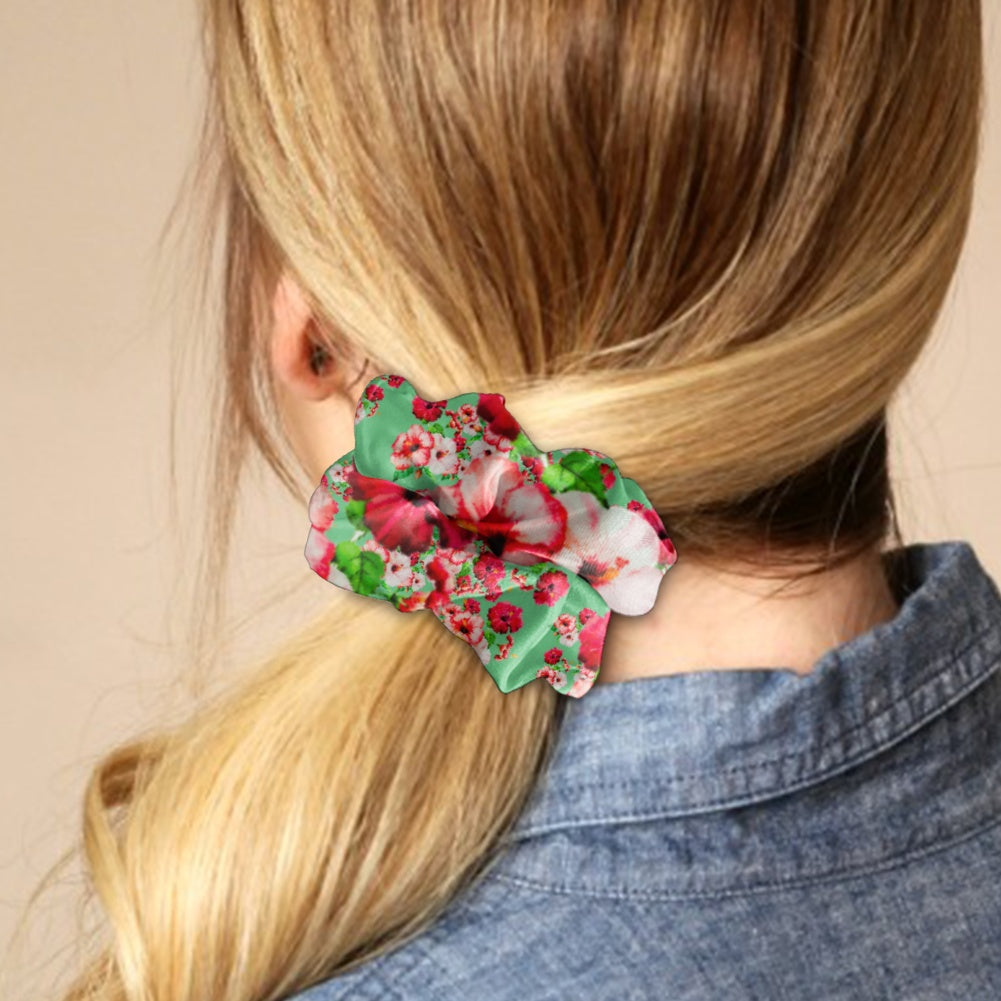 TRP Floral Prints (03): Hibiscus Flowers (01-02) "Deshe Abundance" | Satin Scrunchie