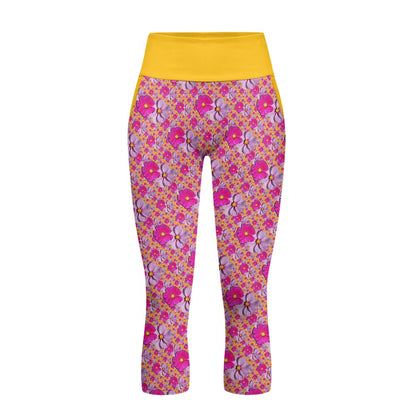 TRP Floral Prints (05): Classic Garden Cosmos (01) | High-Waisted Capri Yoga Leggings