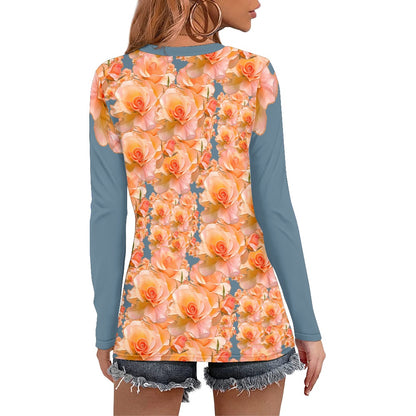 Floral Embosses (03-01): Apricot Bloom Essential | Women's Long Sleeve Tee