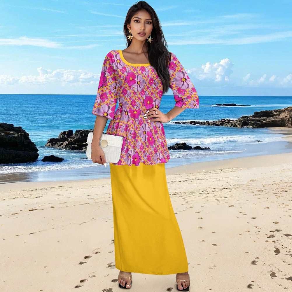 TRP Floral Prints (05): Classic Garden Cosmos (01) | Two-Piece Skirt Suit