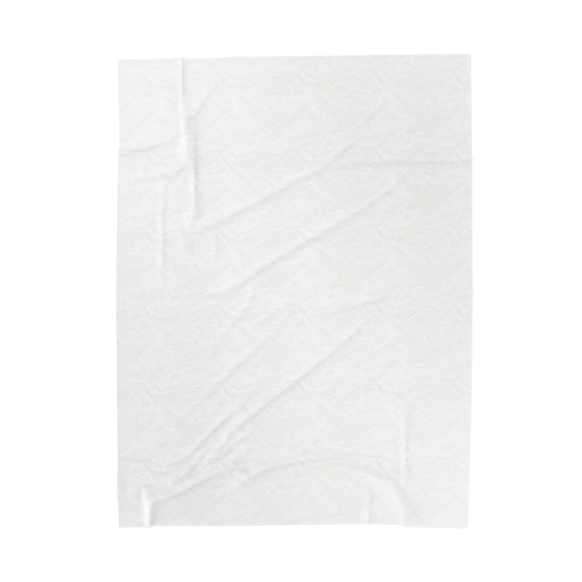 Reverse side of The Garden Beyond the Winter plush blanket showing the solid white, ultra-soft textured velveteen fleece backing.