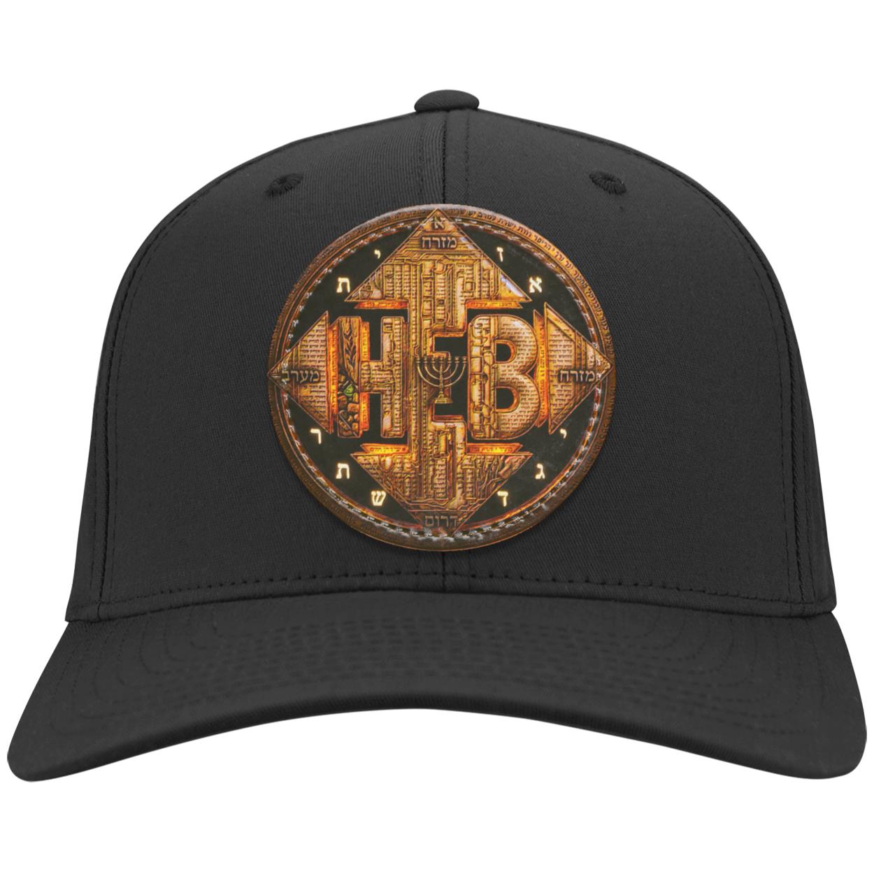 Hebrew World Four Corners of the Faith black twill baseball cap featuring the large circular detailed emblem patch on a white background.
