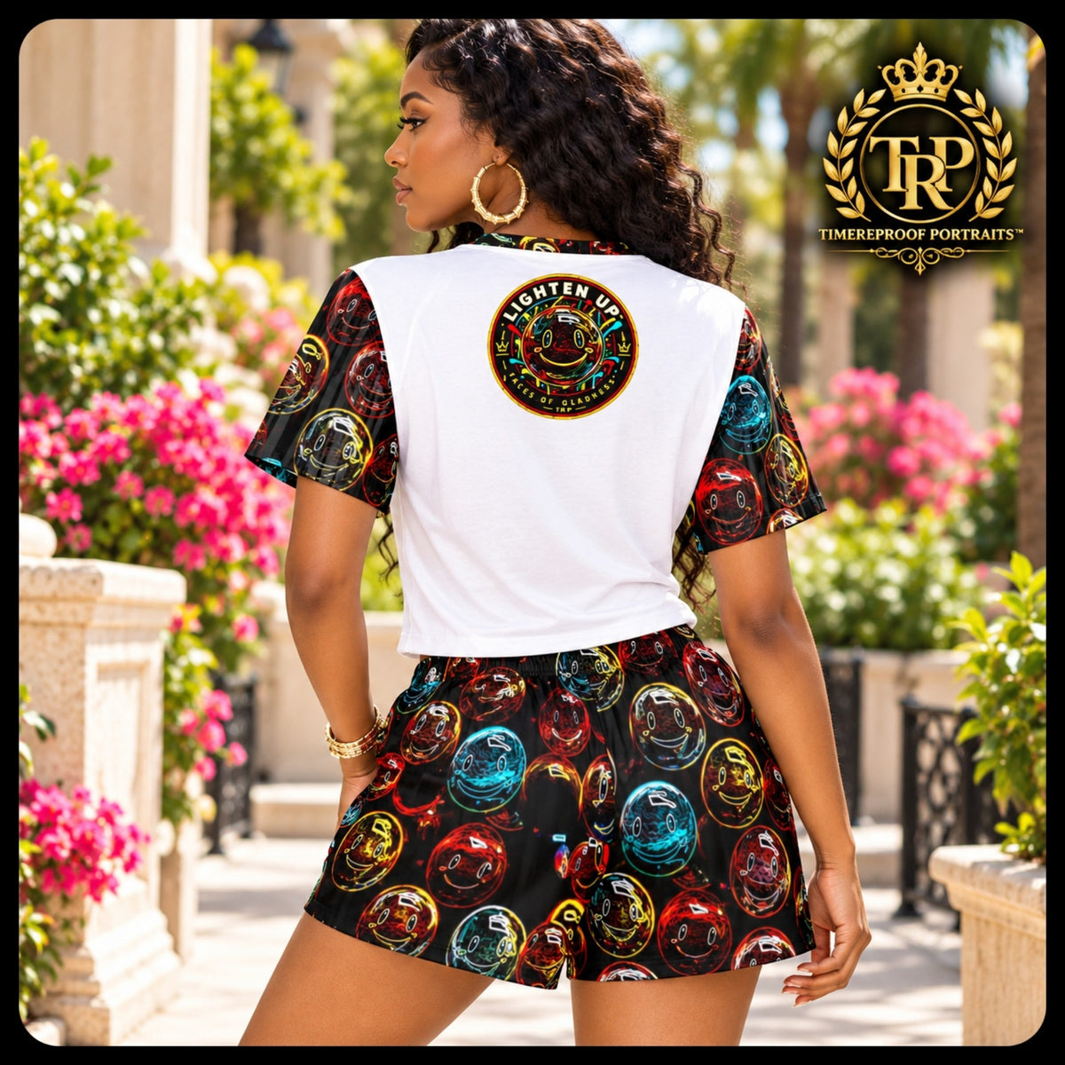 Lighten Up™ (01-A) — The Radiant Countenance™ | Psalm 34:5 Women's Lounge T-Shirt & Shorts Set