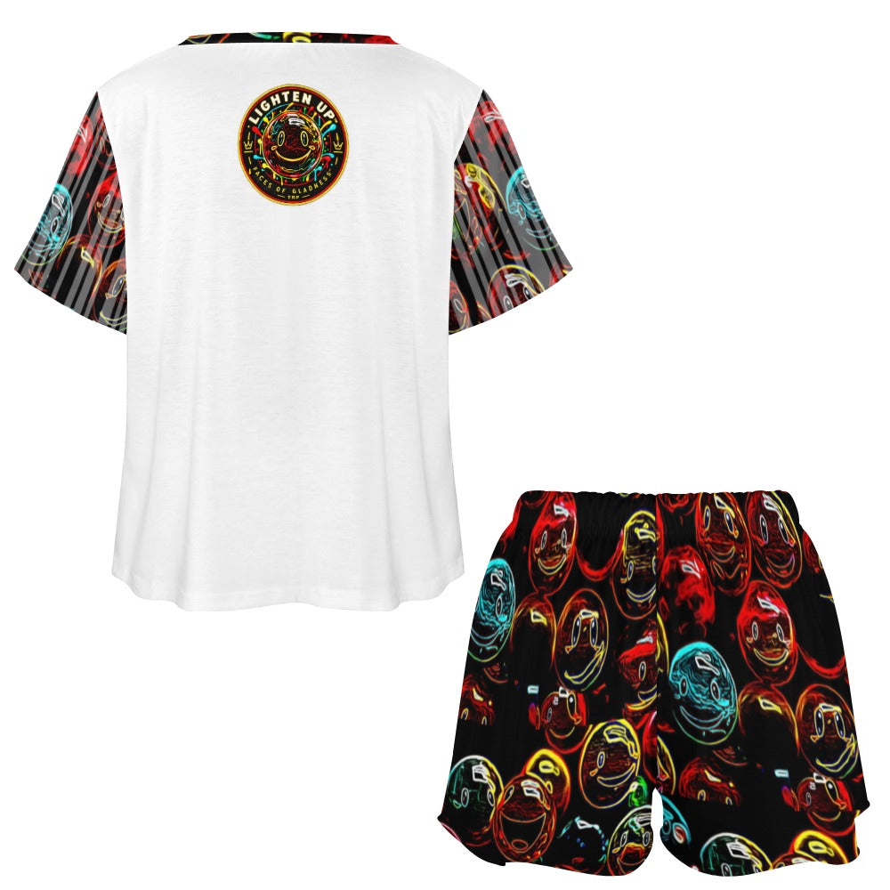 Lighten Up™ (01-A) — The Radiant Countenance™ | Psalm 34:5 Women's Lounge T-Shirt & Shorts Set