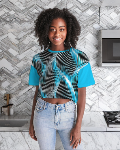 Orot (The Lights) Series (01-03): Mayim Chayim (Living Waters) | Drop Shoulder Raw Hem Crop Top