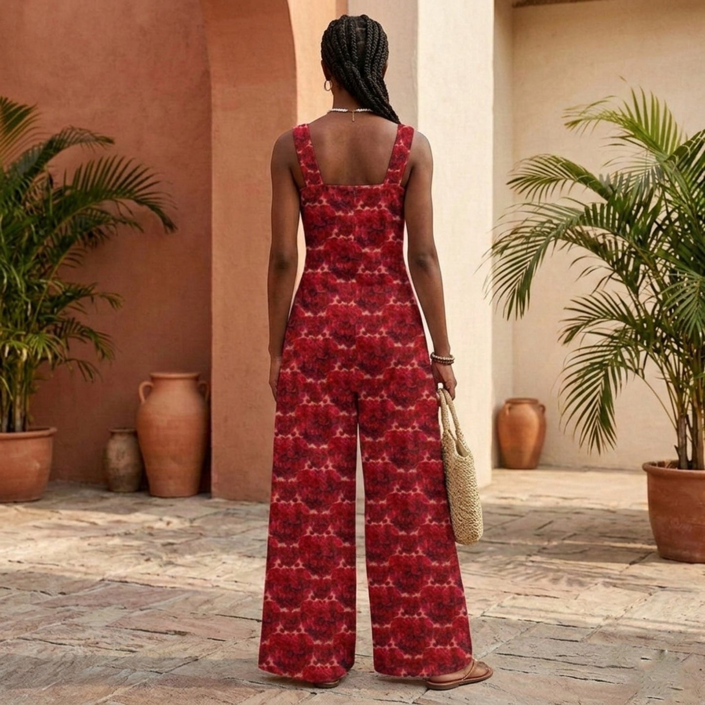 Floral Embosses (02): Shani Petal Heart | Sleeveless Wide Leg Jumpsuit