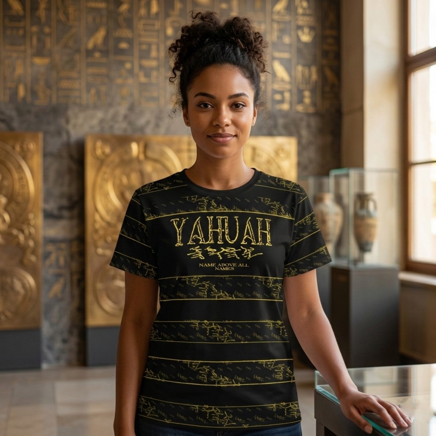 Yahuah: Name Above All Names (01-02) Striped Gold | Unisex Tee