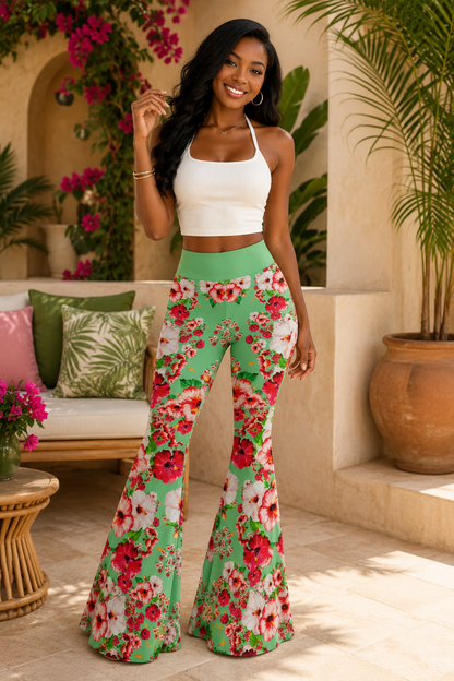 TRP Floral Prints (03): Hibiscus Flowers (01-02) "Deshe Abundance" | Flare Leggings