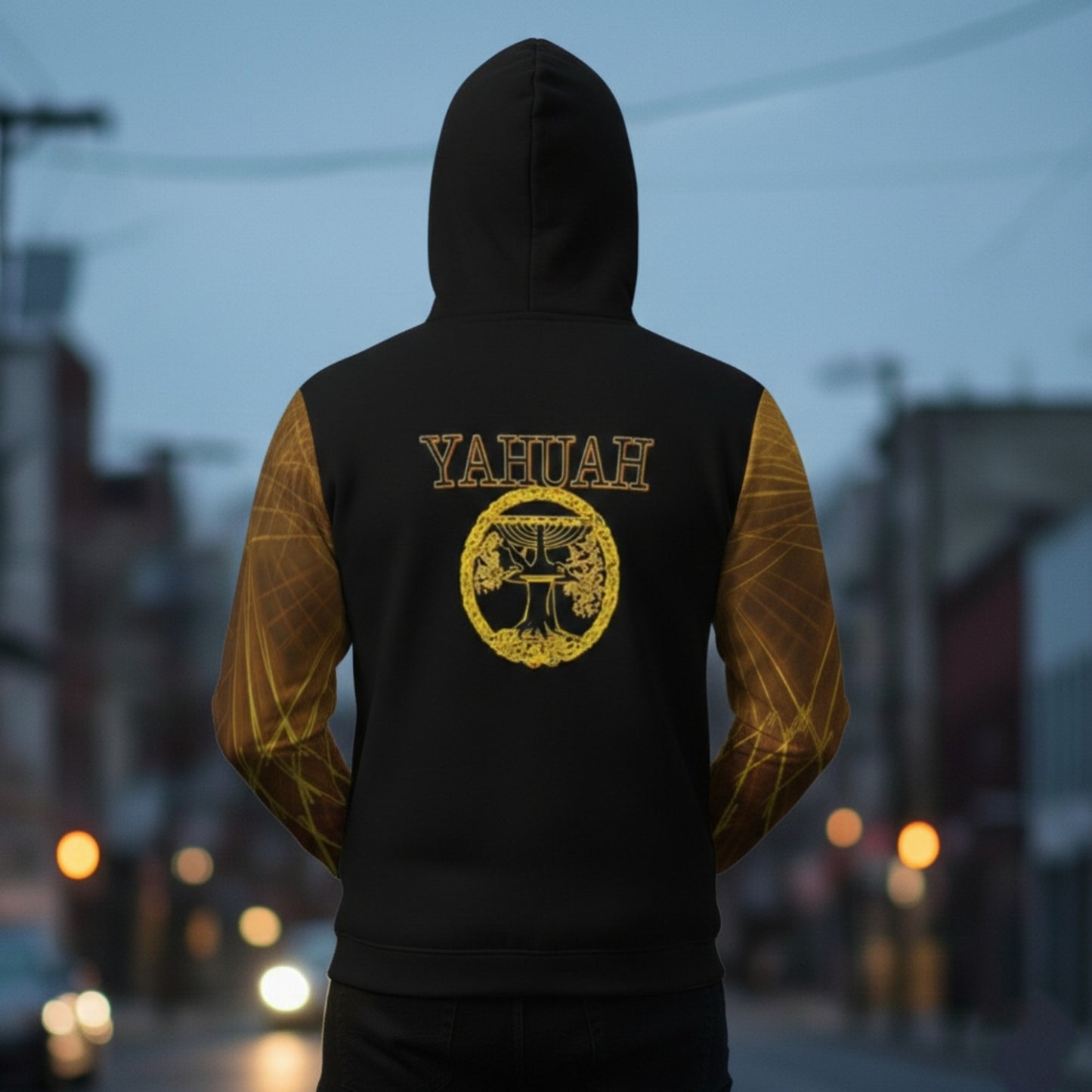 Yahuah: Tree of Life (02-02) - The Firmament Radiance | Men's Hoodie with Face Mask