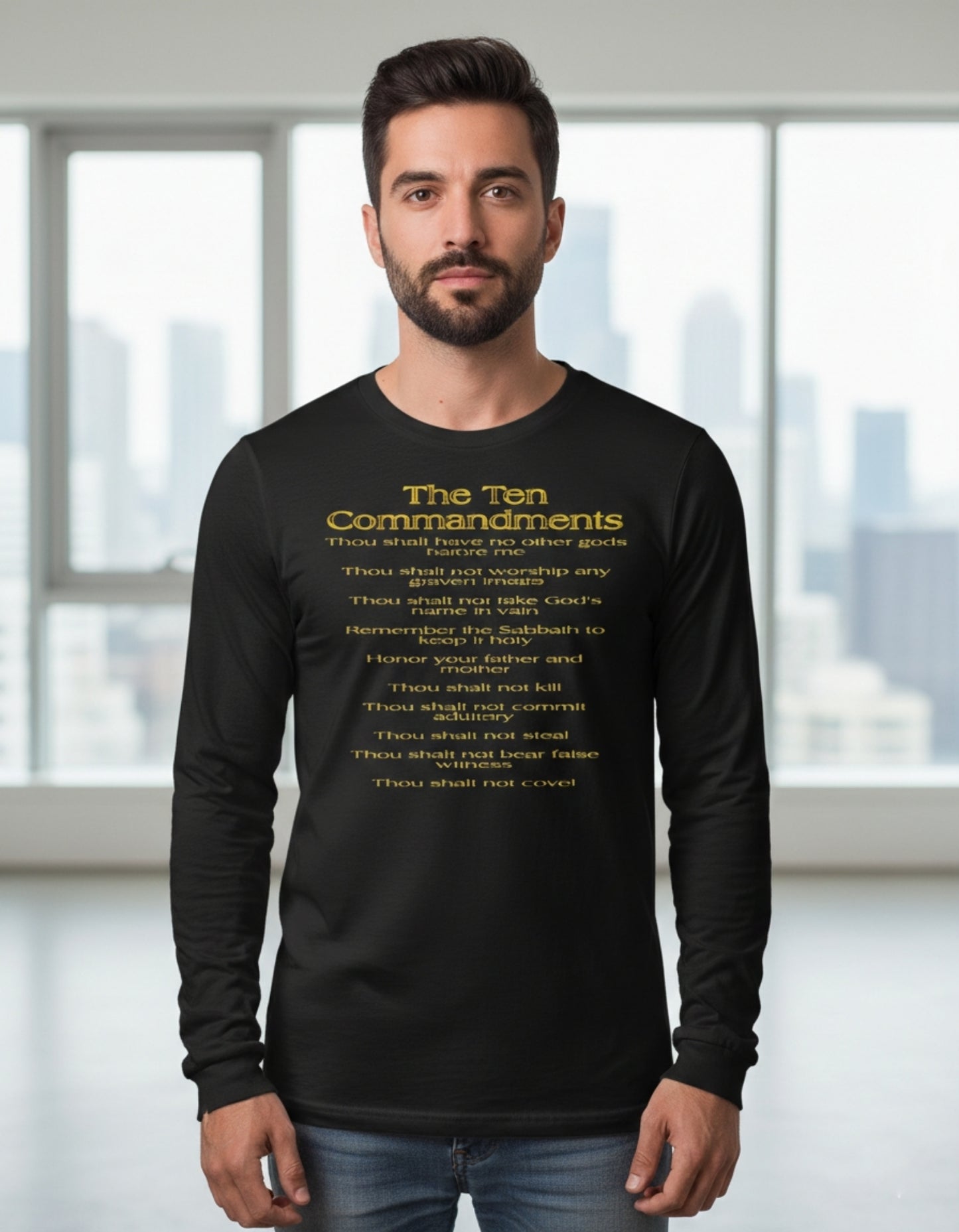 The Ten Commandments (01) | Men's Garment-Dyed Long-Sleeve T-Shirt | 4 colors