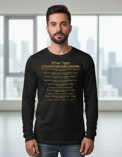 The Ten Commandments (01) | Men's Garment-Dyed Long-Sleeve T-Shirt | 4 colors