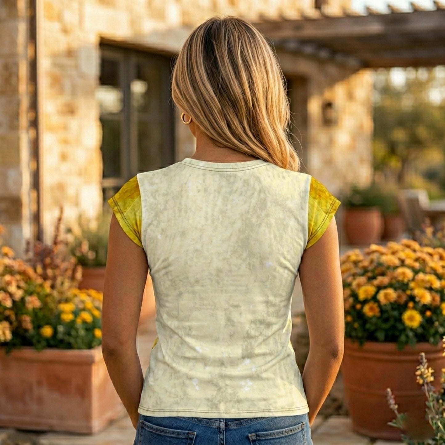 TRP Floral Prints (09): Radiant Tulips Revealed | Loose-Fit Cap-Sleeve T-Shirt