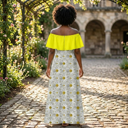 TRP Floral Prints (08): Charming English Daisies | Off-Shoulder Maxi Dress