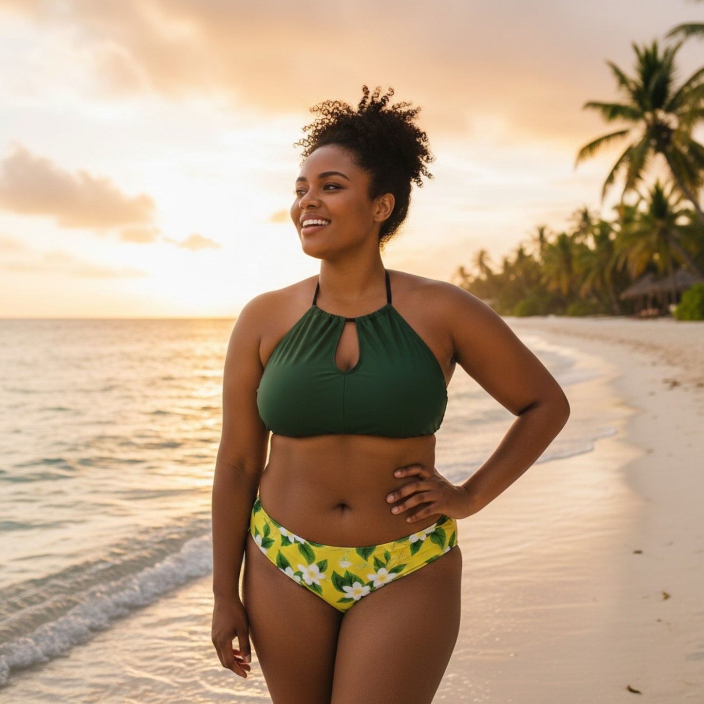 TRP Floral Prints (10): Graceful Jasmine Vine (01–01) | Plus-Size Halter-Neck Bikini