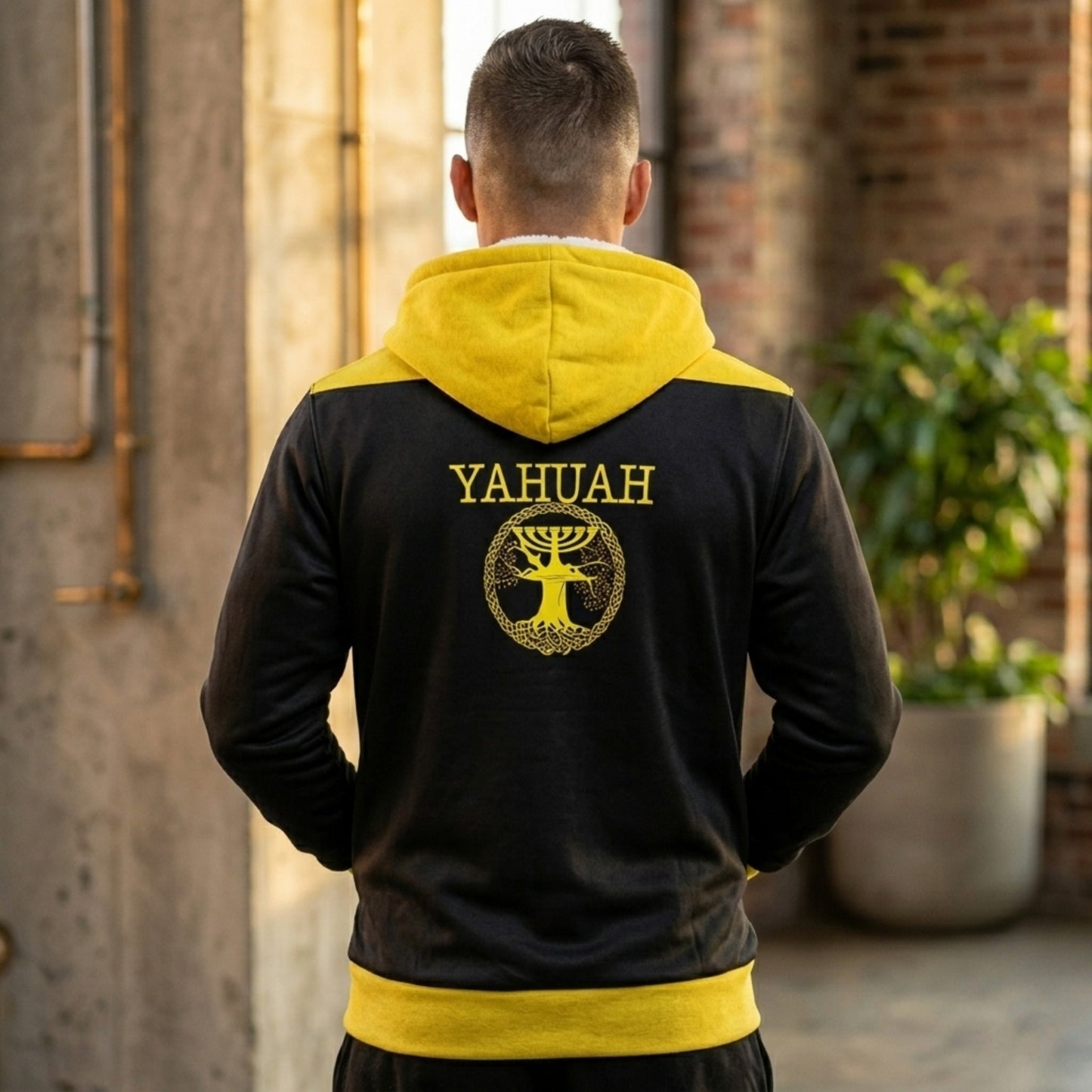 Yahuah-Tree of Life 02-01 Sudadera con capucha unisex de microfibra con cremallera completa 