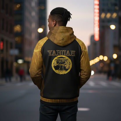 Yahuah: Tree of Life (02-02) - The Firmament Radiance | Men's Raglan Hoodie