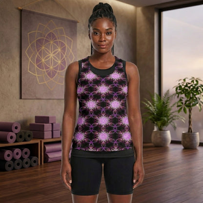 Geo-Graphic 01: Electric Petals Open Back Scoop Neck Tank Top