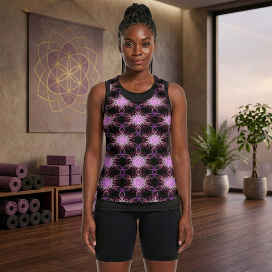 Geo-Graphic 01: Electric Petals Open Back Scoop Neck Tank Top
