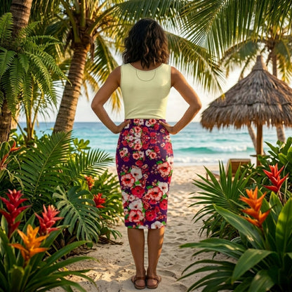 TRP Floral Prints (03): Hibiscus Flowers (01-01) "Argaman Vines" | Sheath Dress