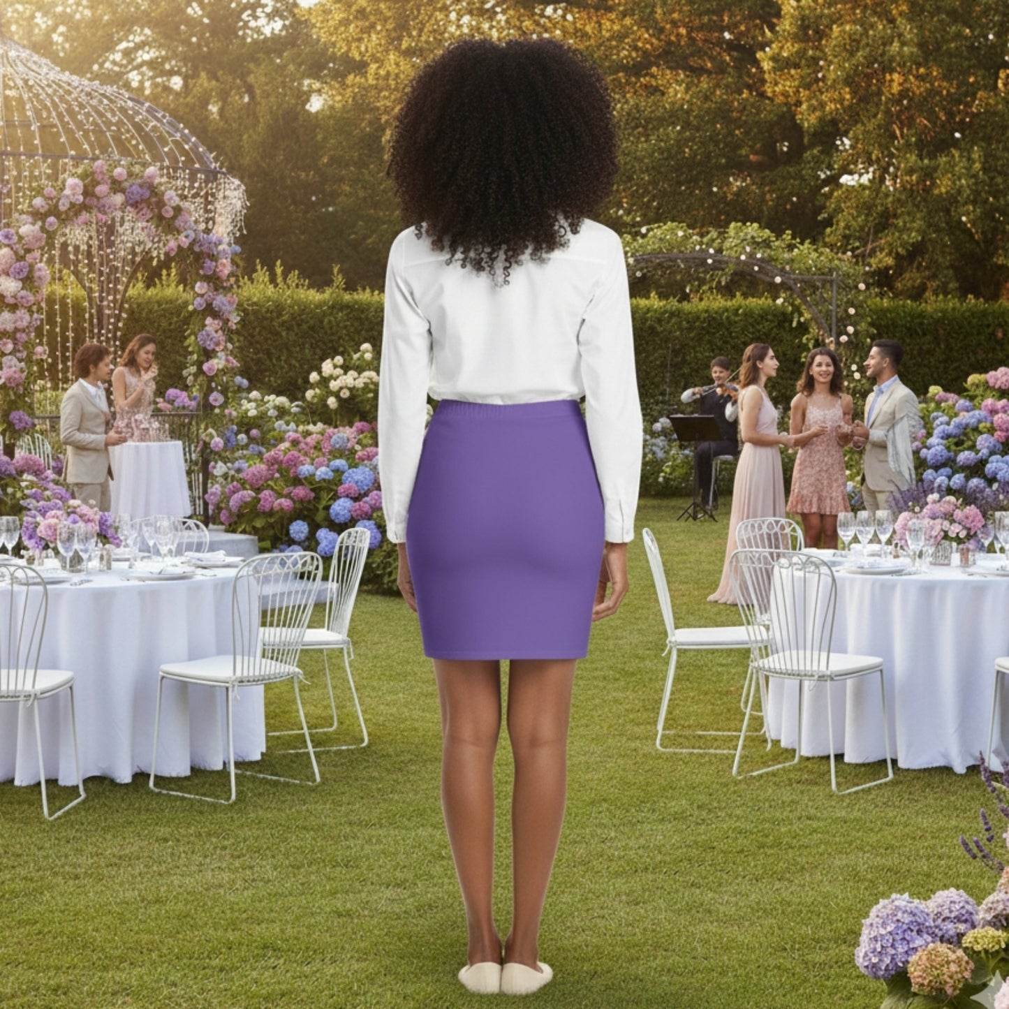 TRP Floral Prints (07): Vibrant African Daisies | High-Waisted Pencil Skirt