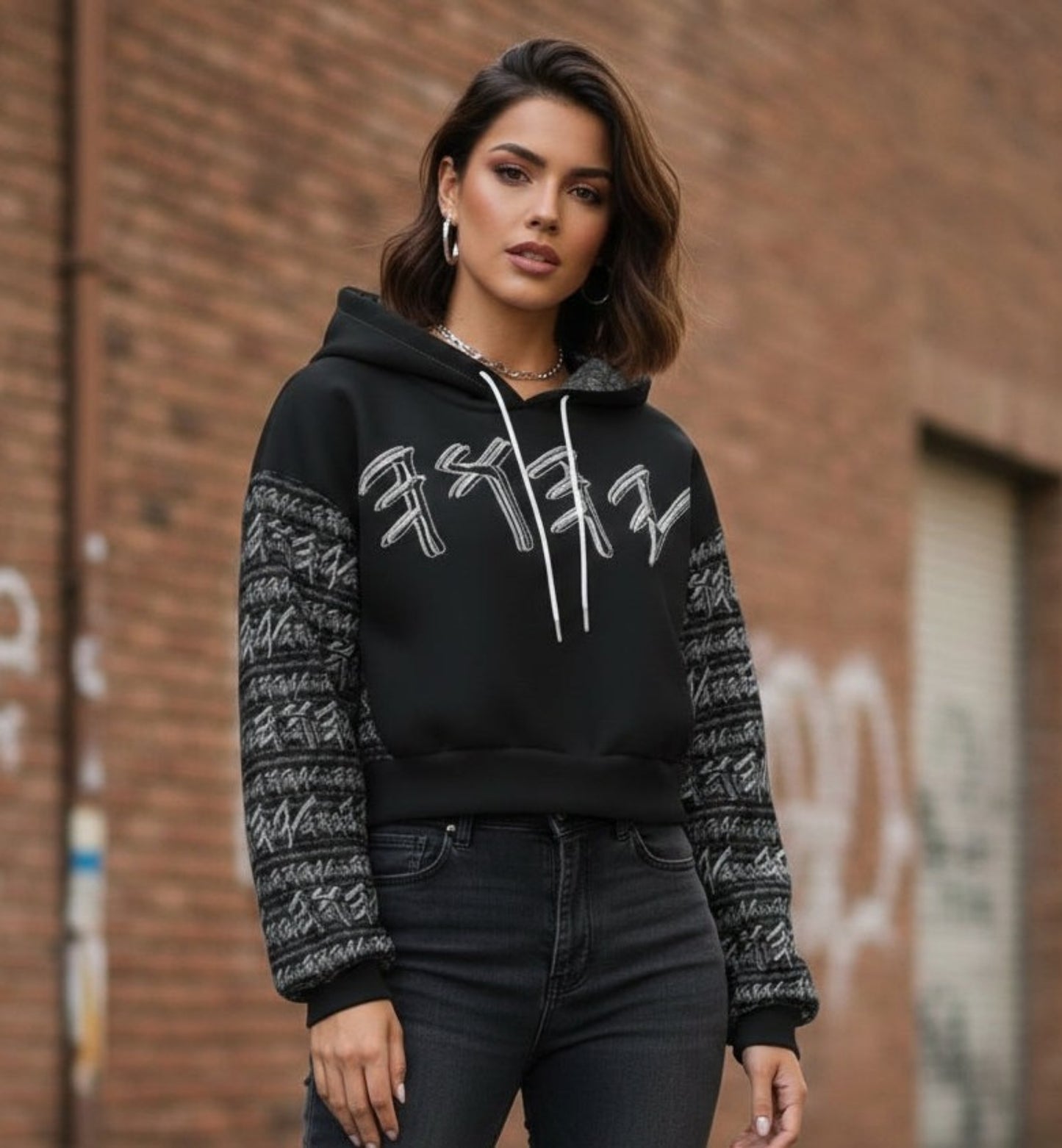 Paleo-Synthesis (01-02): Sterling Silver Yahuah | Cropped Drop Shoulder Hoodie