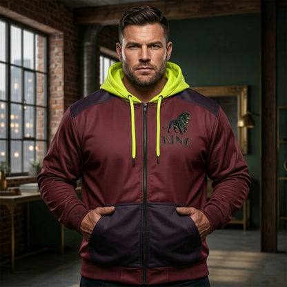 KING 01-02 Men's Designer Triblend Fleece Lined Plus Size Zip Hoodie