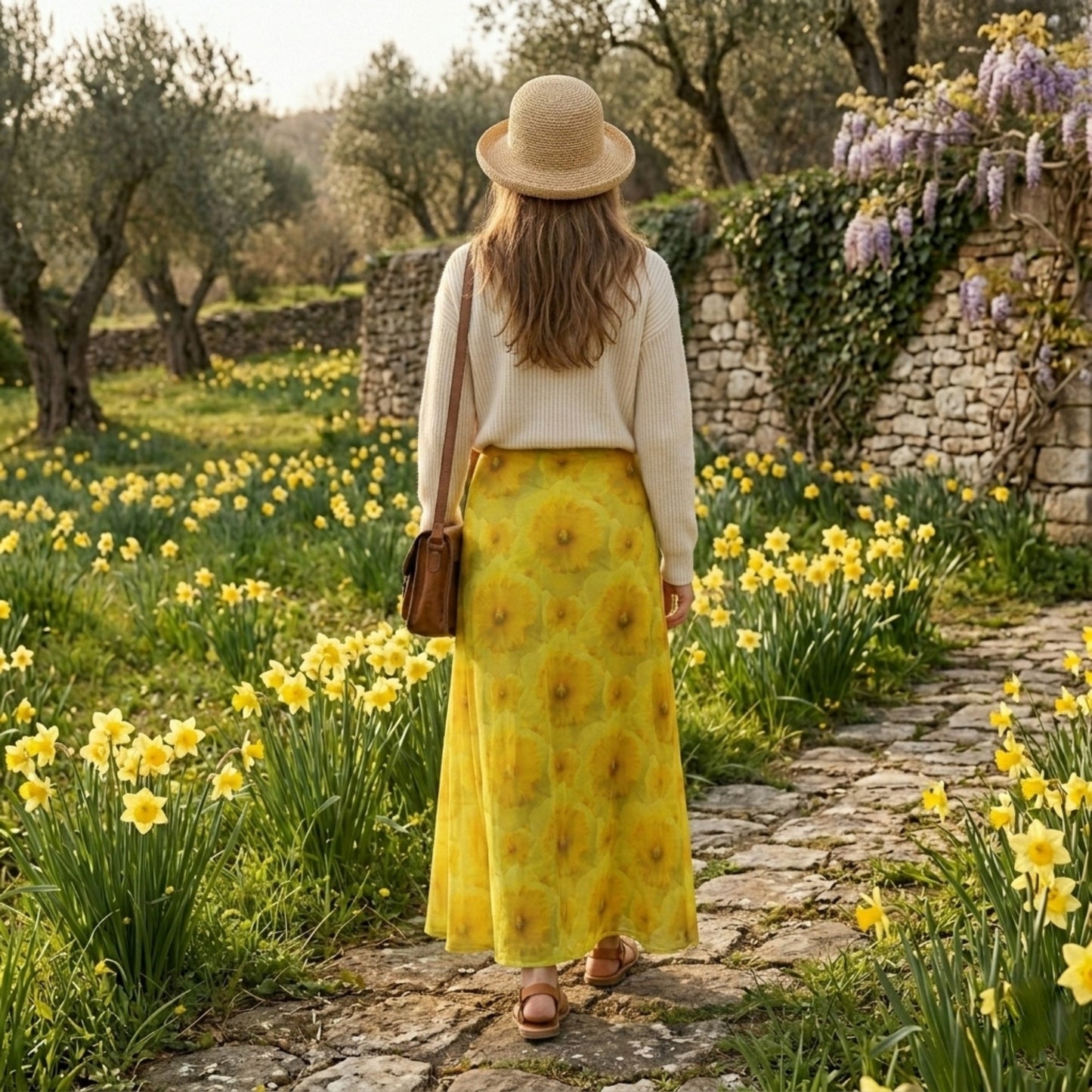 TRP Floral Prints (09): Radiant Tulips Revealed | A-Line Pleated Midi Skirt