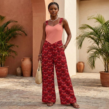 Floral Embosses (02): Shani Petal Heart | Sleeveless Wide Leg Jumpsuit