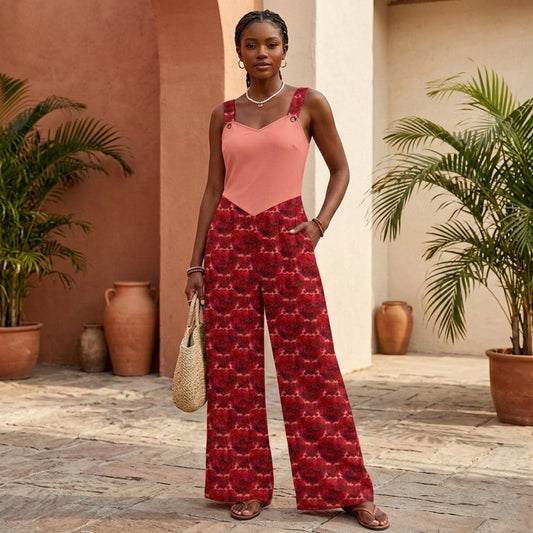 Floral Embosses (02): Shani Petal Heart | Sleeveless Wide Leg Jumpsuit
