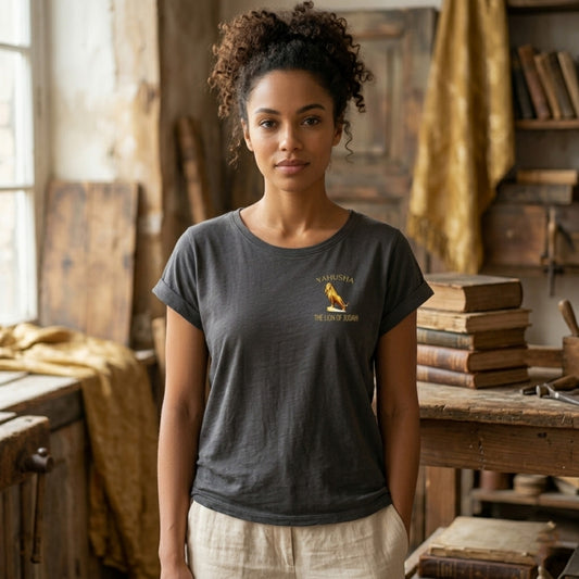 Yahusha: The Lion of Judah (01) | Women's Wide-Neck Slub-Cotton Long T-Shirt