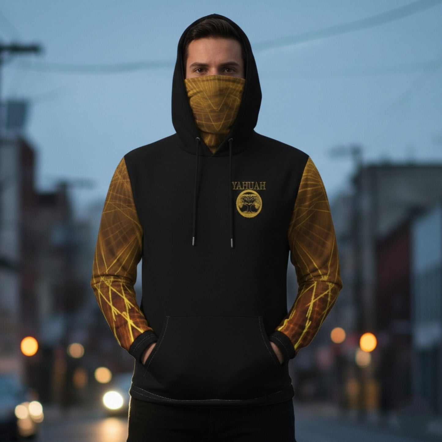 Yahuah: Tree of Life (02-02) - The Firmament Radiance | Men's Hoodie with Face Mask