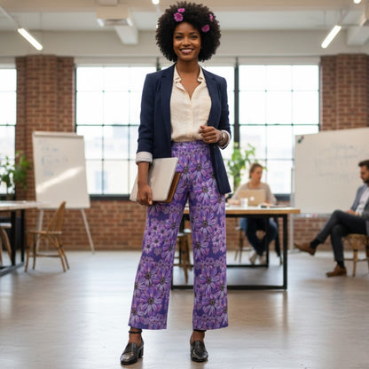 TRP Floral Prints (07): Vibrant African Daisies | Wide-Leg Pants | Business Casual