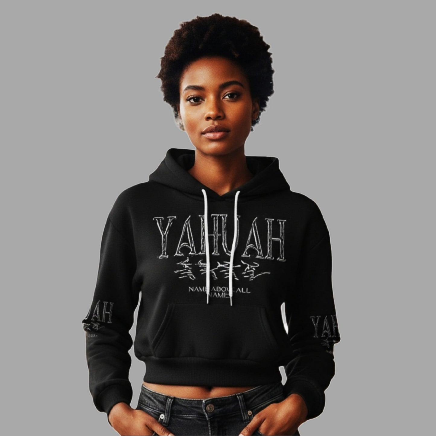 Yahuah: Name Above All Names (01-01) | Cropped Drop Shoulder Hoodie
