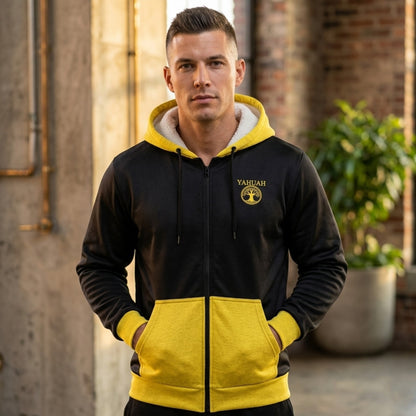 Yahuah-Tree of Life 02-01 Sudadera con capucha unisex de microfibra con cremallera completa 