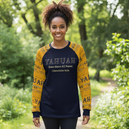 Yahuah: Name Above All Names (02-01) | Women's Long Sleeve Raglan Tee