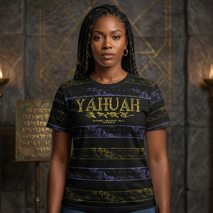 Yahuah: Name Above All Names (01-02) Striped Purple+Blue | Unisex Tee