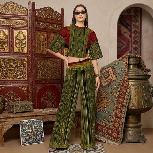 Geo Graphic (02): Digital Flora | Rayon Wide Leg Pants