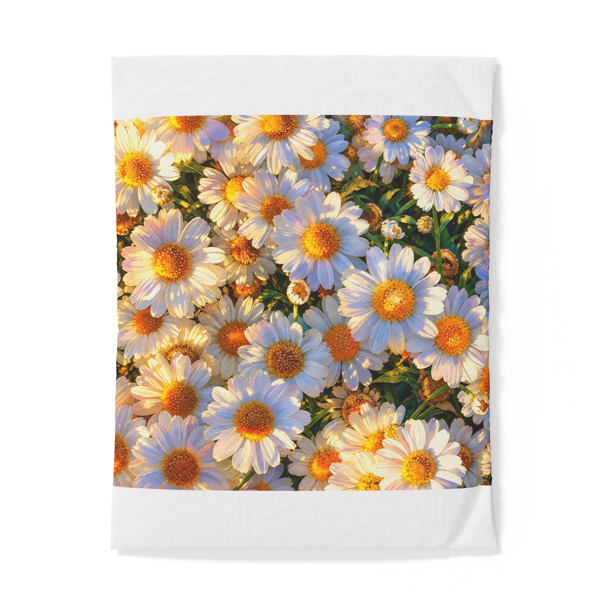 Full vertical product view of The Dawning Field floral cotton duvet cover laid flat against a white background.