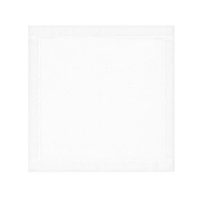 Solid white reverse side of The Dawning Field hand and face towel showing clean edge stitching.