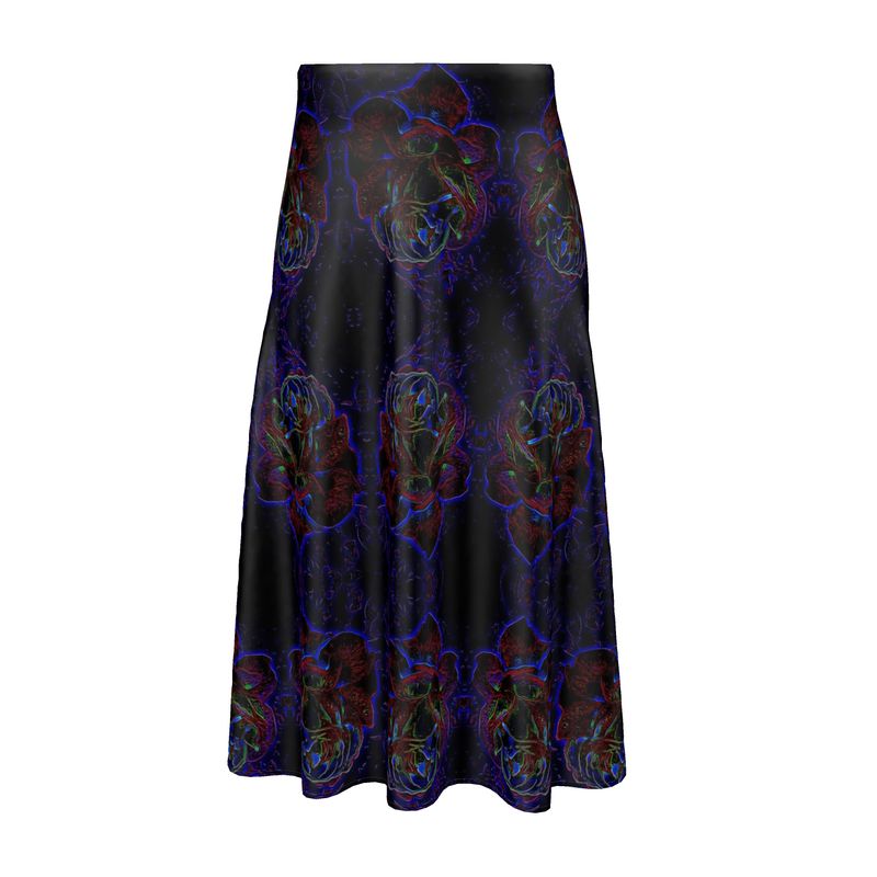 Floral Embosses (01): Nocturnal Sanctuary | A-line Pleated Midi Skirt