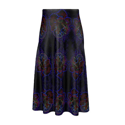 Floral Embosses (01): Nocturnal Sanctuary | A-line Pleated Midi Skirt