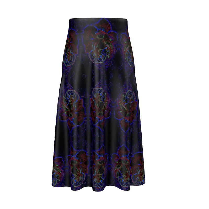 Floral Embosses (01): Nocturnal Sanctuary | A-line Pleated Midi Skirt