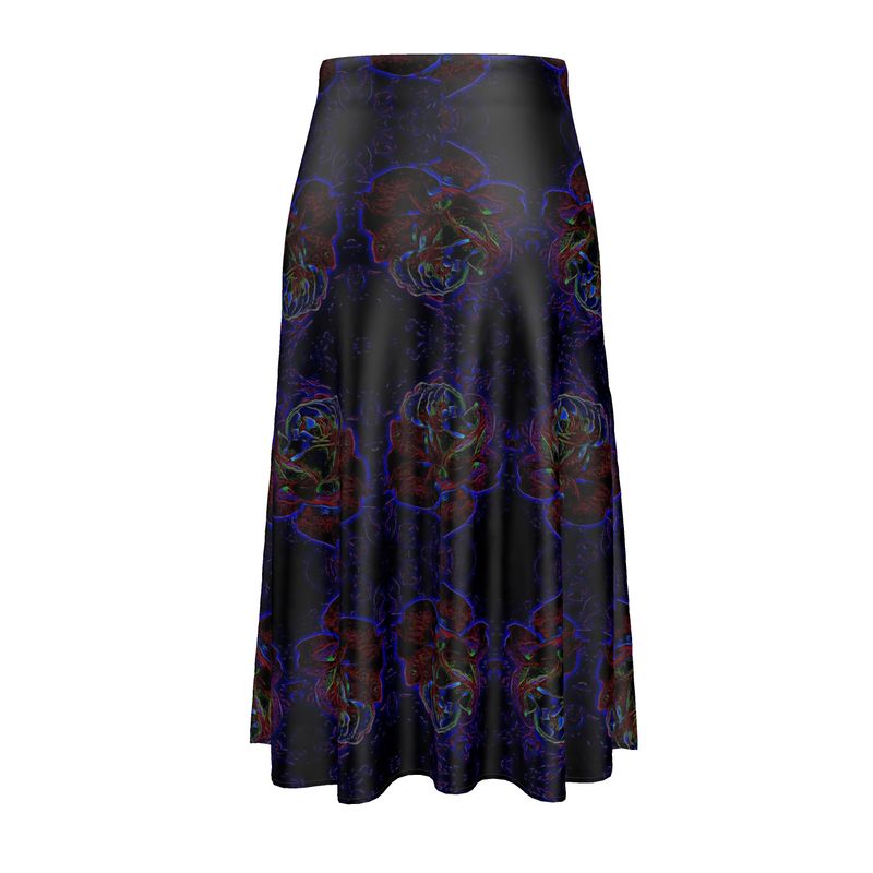 Floral Embosses (01): Nocturnal Sanctuary | A-line Pleated Midi Skirt