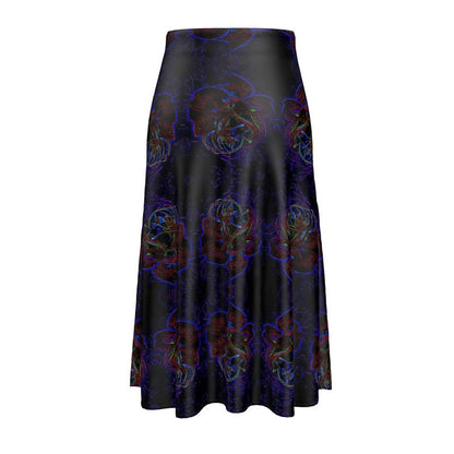 Floral Embosses (01): Nocturnal Sanctuary | A-line Pleated Midi Skirt
