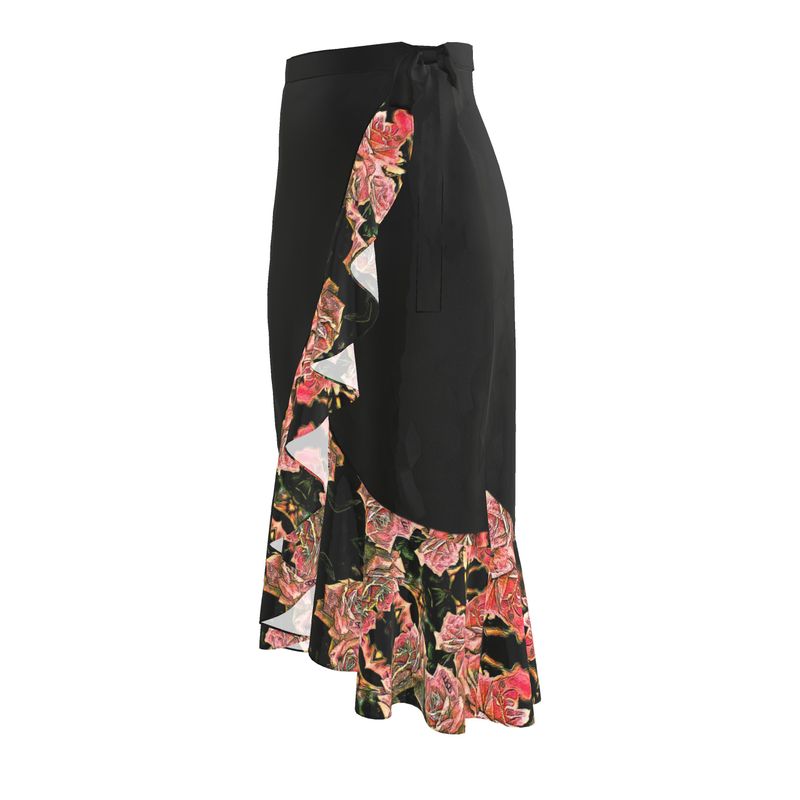 Floral Embosses (06-01): Adom - The Physical Mirror | Ruffle Wrap Midi Skirt