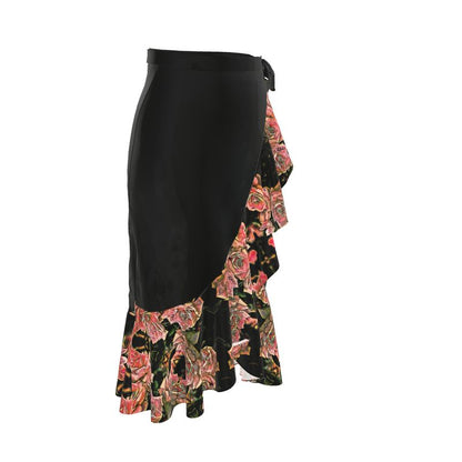Floral Embosses (06-01): Adom - The Physical Mirror | Ruffle Wrap Midi Skirt